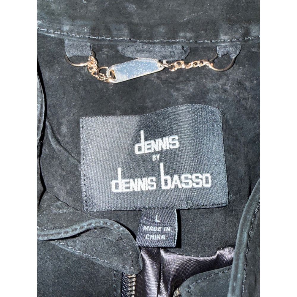 Dennis Basso Black Suede Bomber Jacket L luxury maximalist grunge business - Picture 2 of 14
